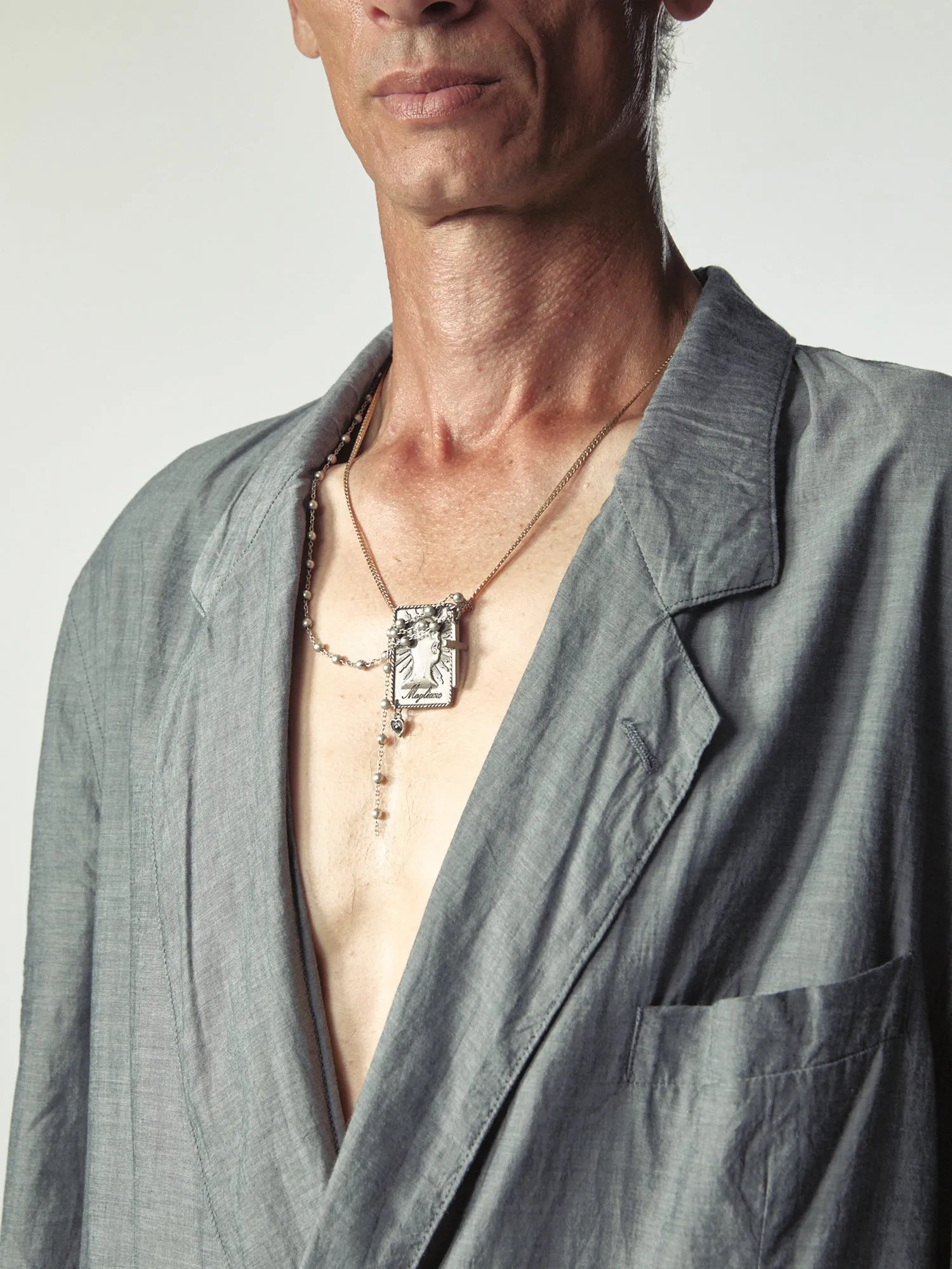 Santa Necklace Matt Silver sold by Magliano