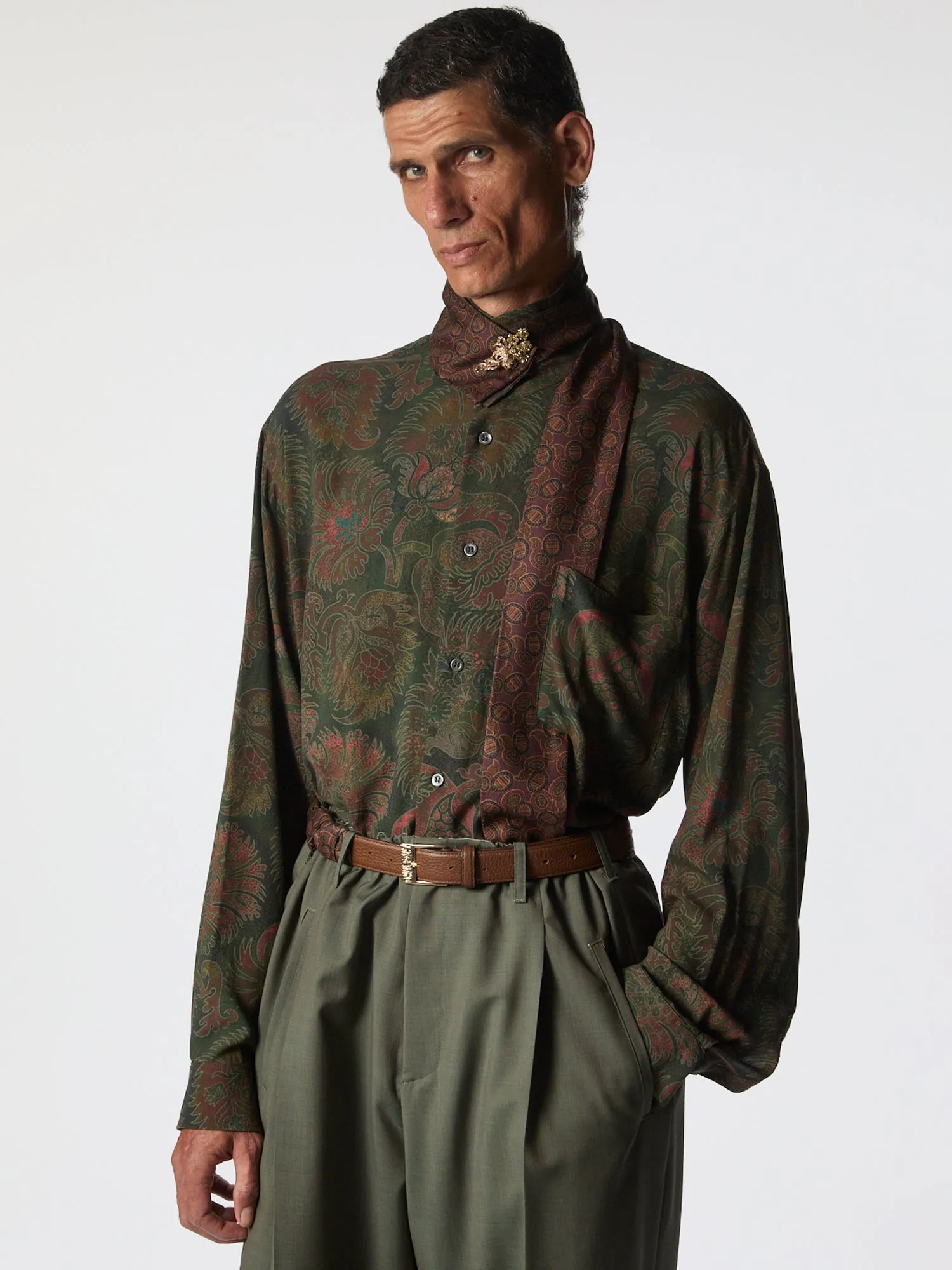 Liquid Penna Long Sleeve Pomengrade Green sold by Magliano