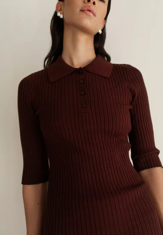 Leona Sweater Knit Rib Polo made by PAPER LABEL