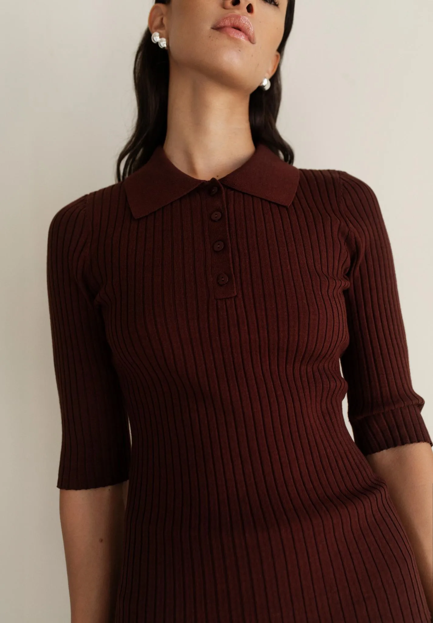 Leona Sweater Knit Rib Polo sold by PAPER LABEL