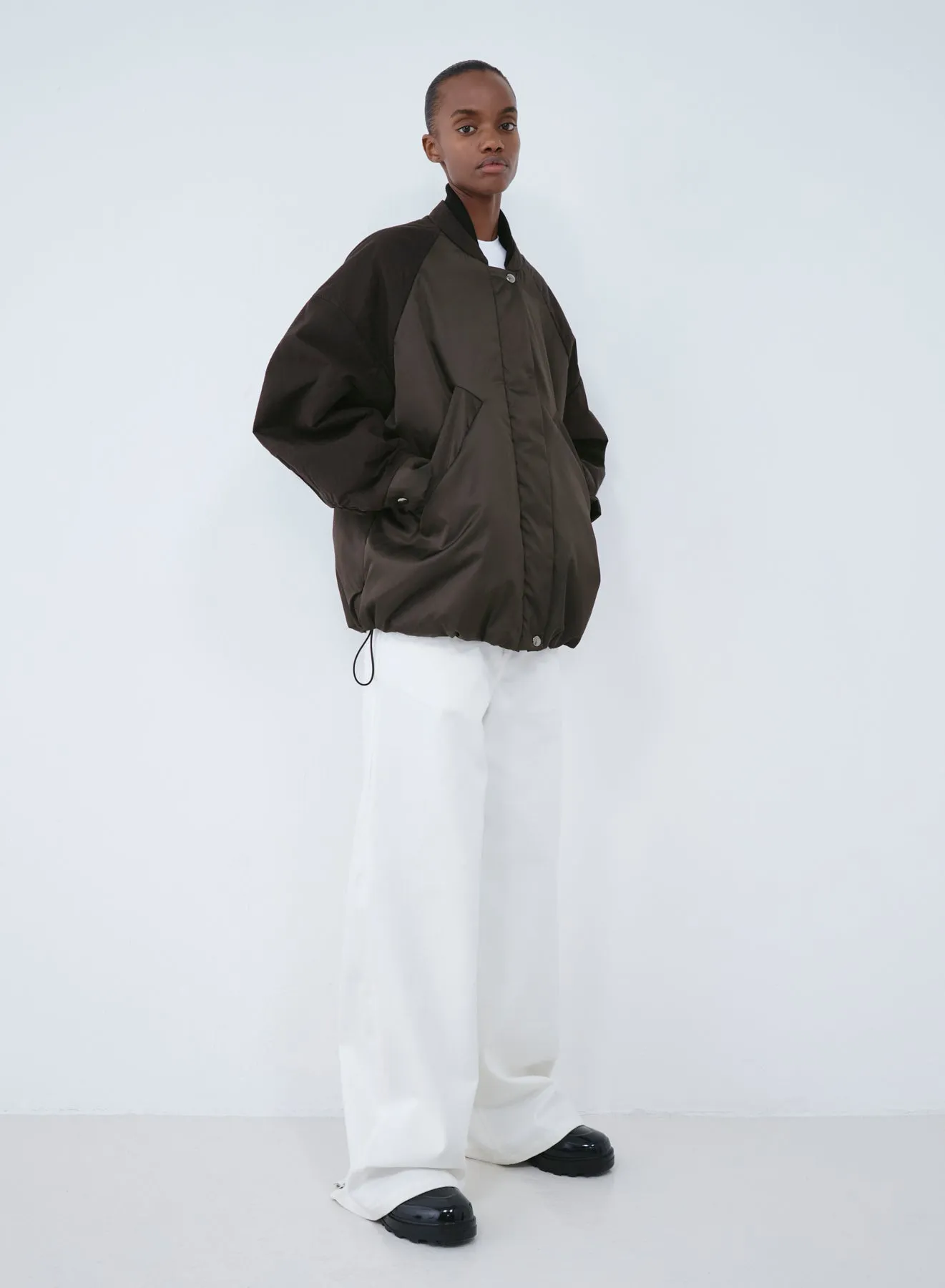 Oversized bomber nylon/wax | dark brown sold by KASSL Editions product image thumbnail 2