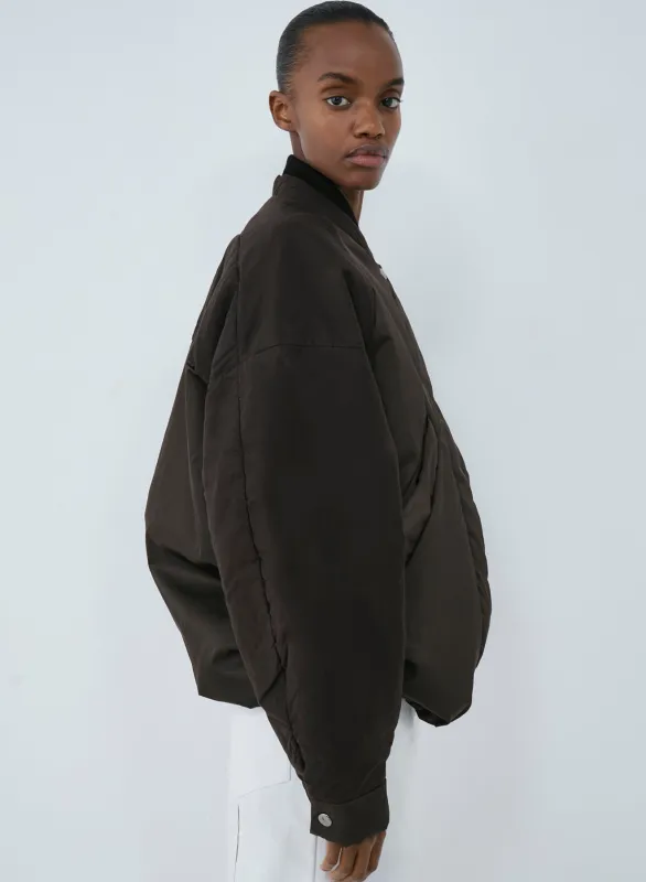 Oversized bomber nylon/wax | dark brown made by KASSL Editions