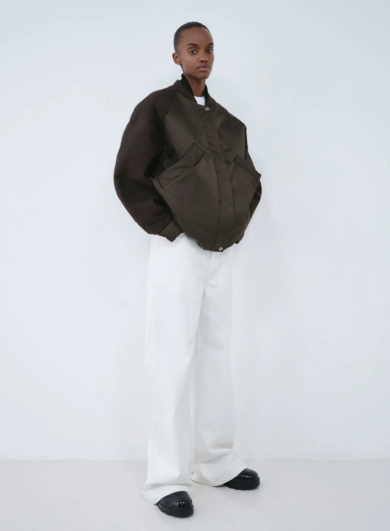 Oversized bomber nylon/wax | dark brown sold by KASSL Editions product image thumbnail 3