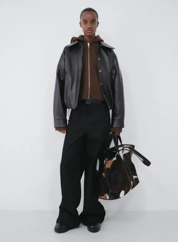 Bomber short leather | dark brown sold by KASSL Editions