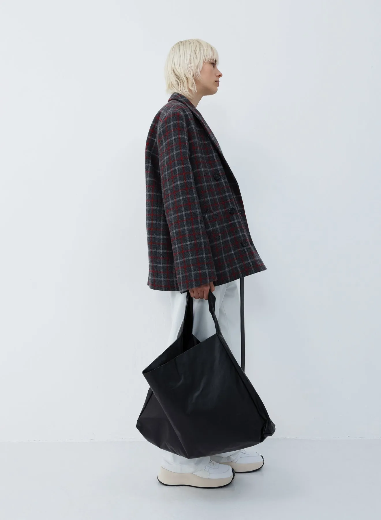 Double breasted wool | grey check sold by KASSL Editions product image thumbnail 3