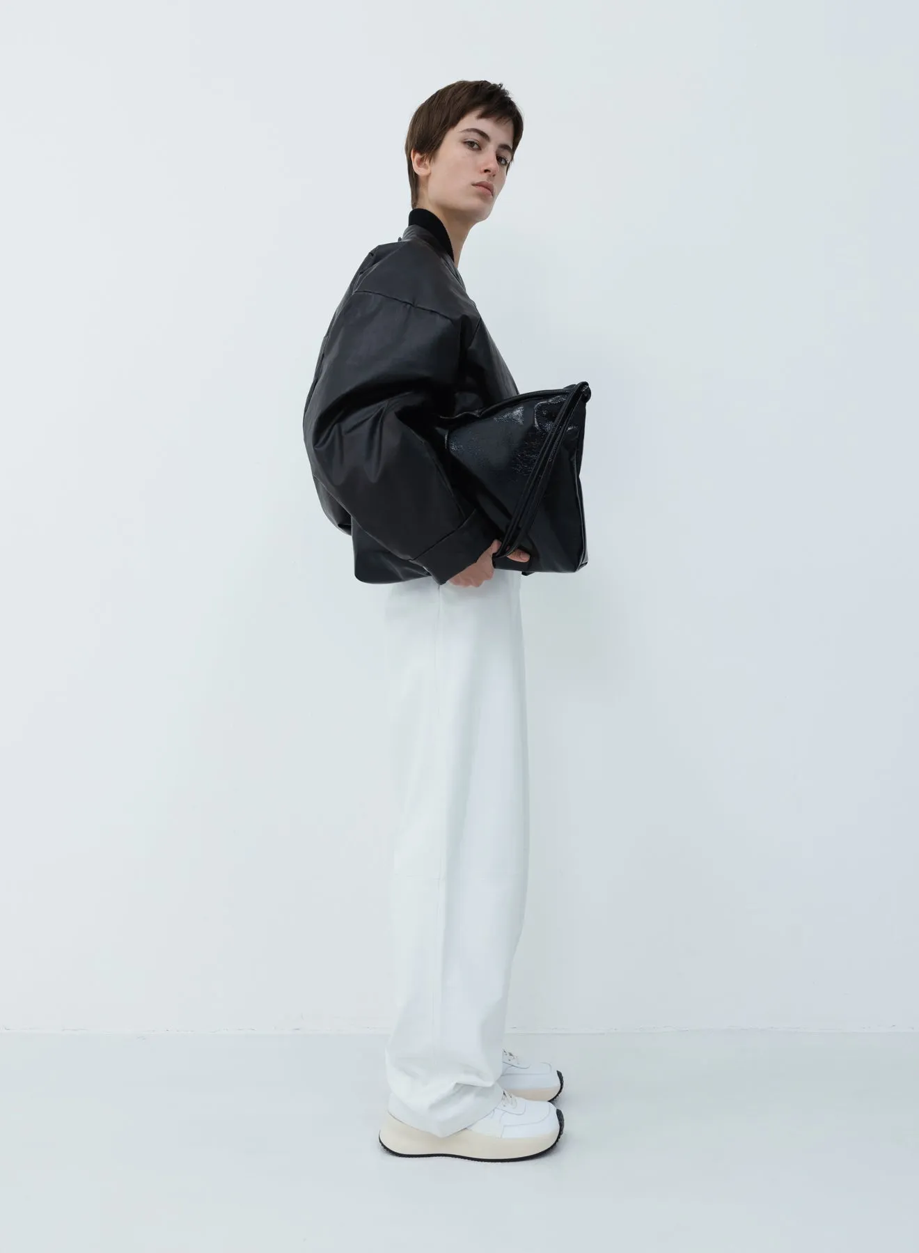 Oversized padded bomber oil | black sold by KASSL Editions product image thumbnail 4