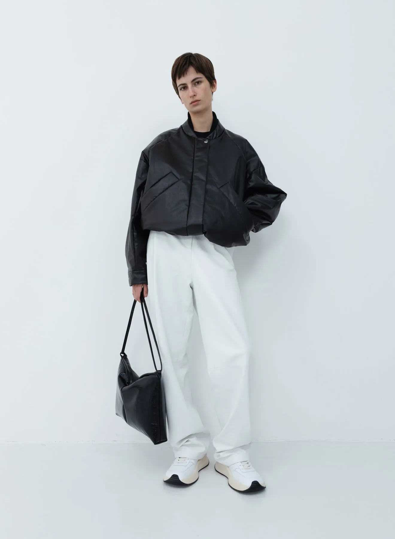 Oversized padded bomber oil | black sold by KASSL Editions product image thumbnail 3