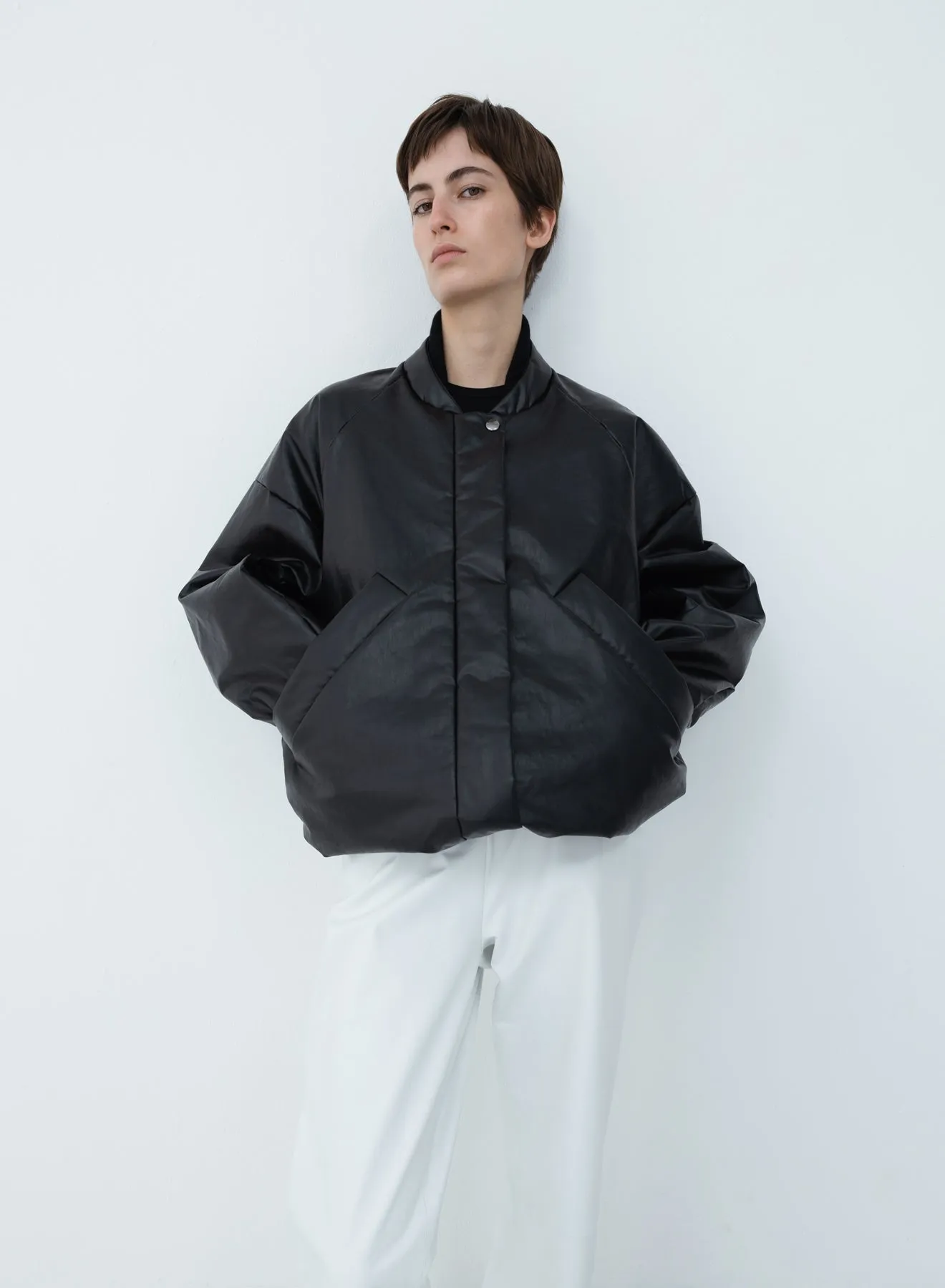 Oversized padded bomber oil | black sold by KASSL Editions product image thumbnail 2