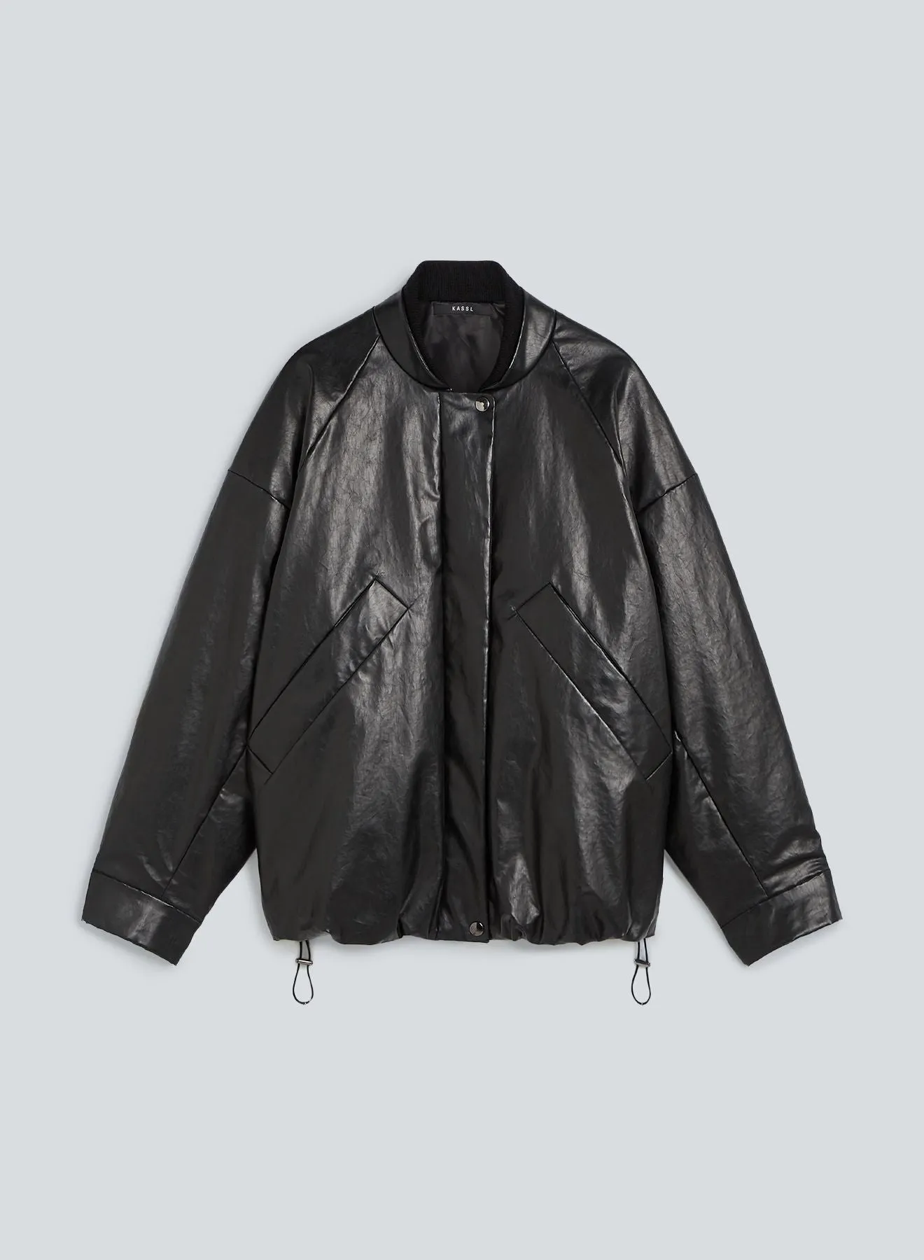Oversized padded bomber oil | black sold by KASSL Editions