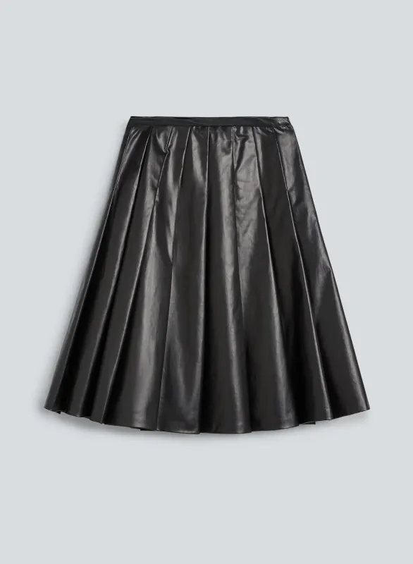 Pleated skirt midi oil | black sold by KASSL Editions