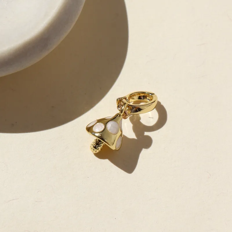 White Mushroom Charm made by Token Jewelry