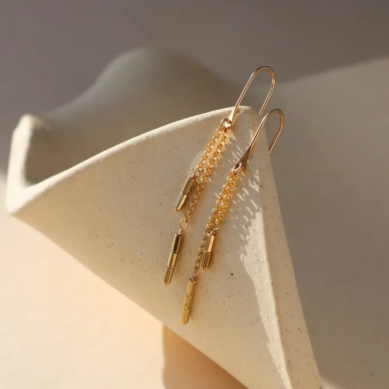 Golden Drop Earrings made by Token Jewelry
