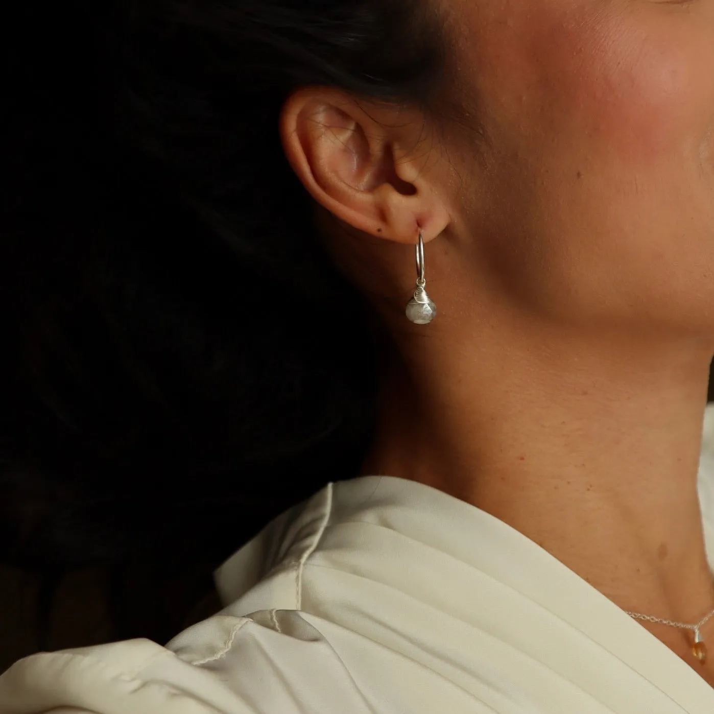 Mystic Moonstone Hoops sold by Token Jewelry product image thumbnail 4