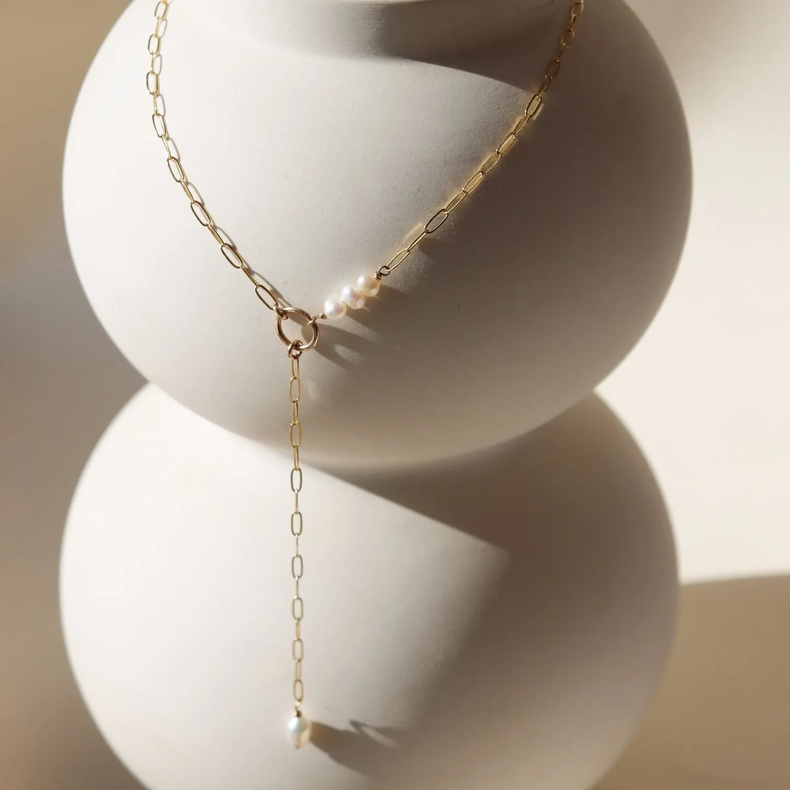 Ava Pearl Lariat sold by Token Jewelry