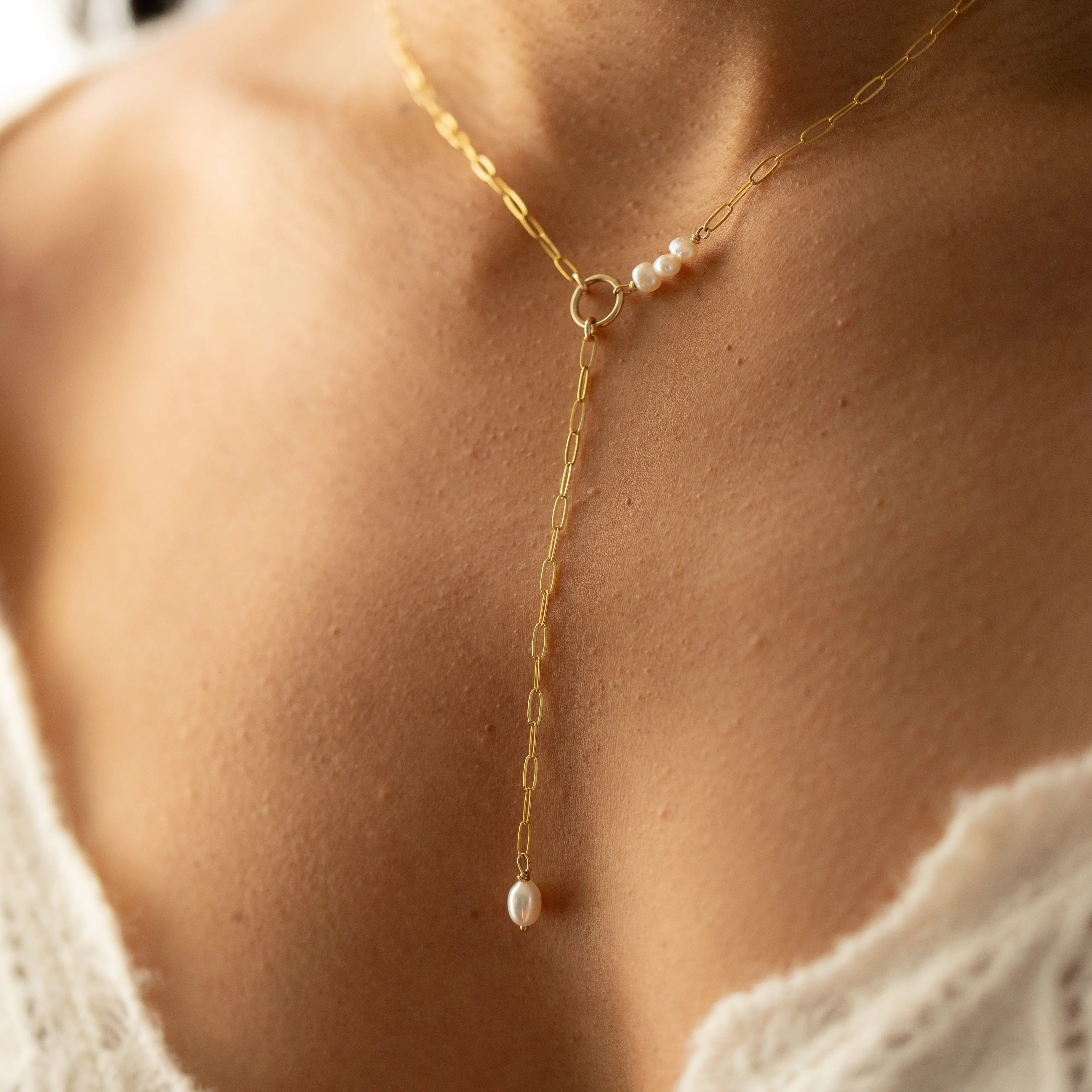Ava Pearl Lariat sold by Token Jewelry product image thumbnail 3