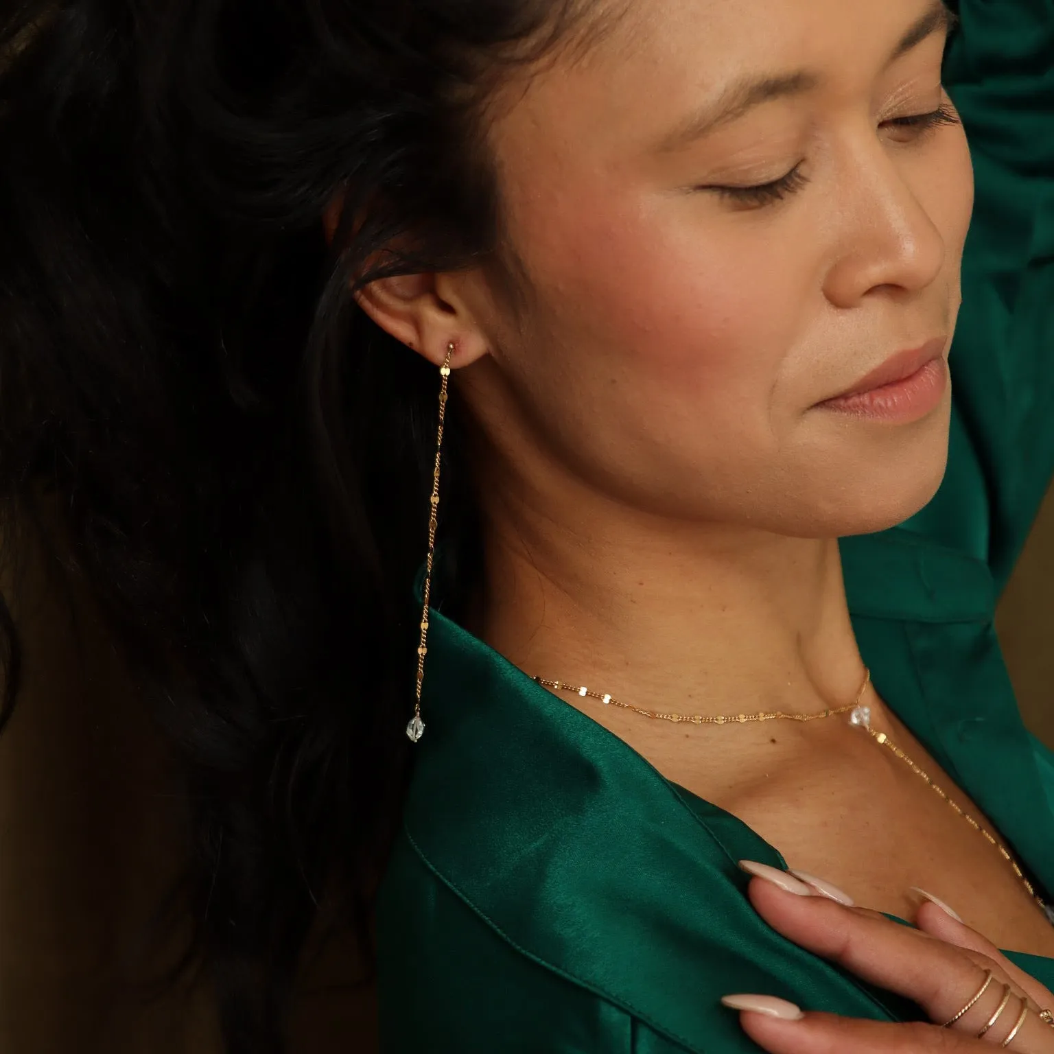 Sunburst Herkimer Drop Earrings sold by Token Jewelry product image thumbnail 4