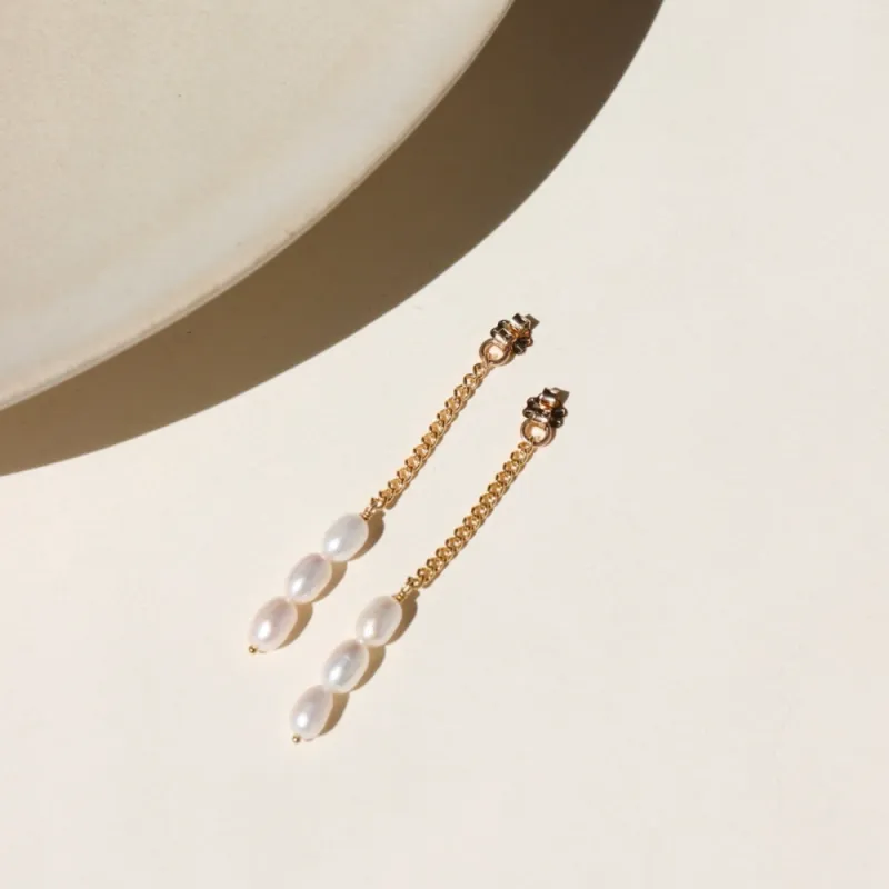 Trillium Pearl Backdrops made by Token Jewelry