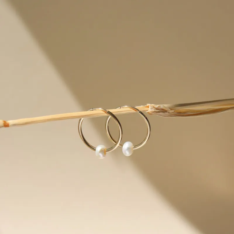 Pearl Hoop Charms sold by Token Jewelry