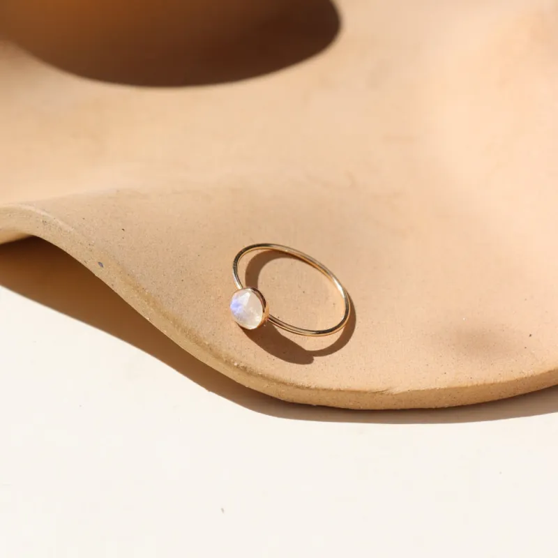 Faceted Moonstone Ring made by Token Jewelry