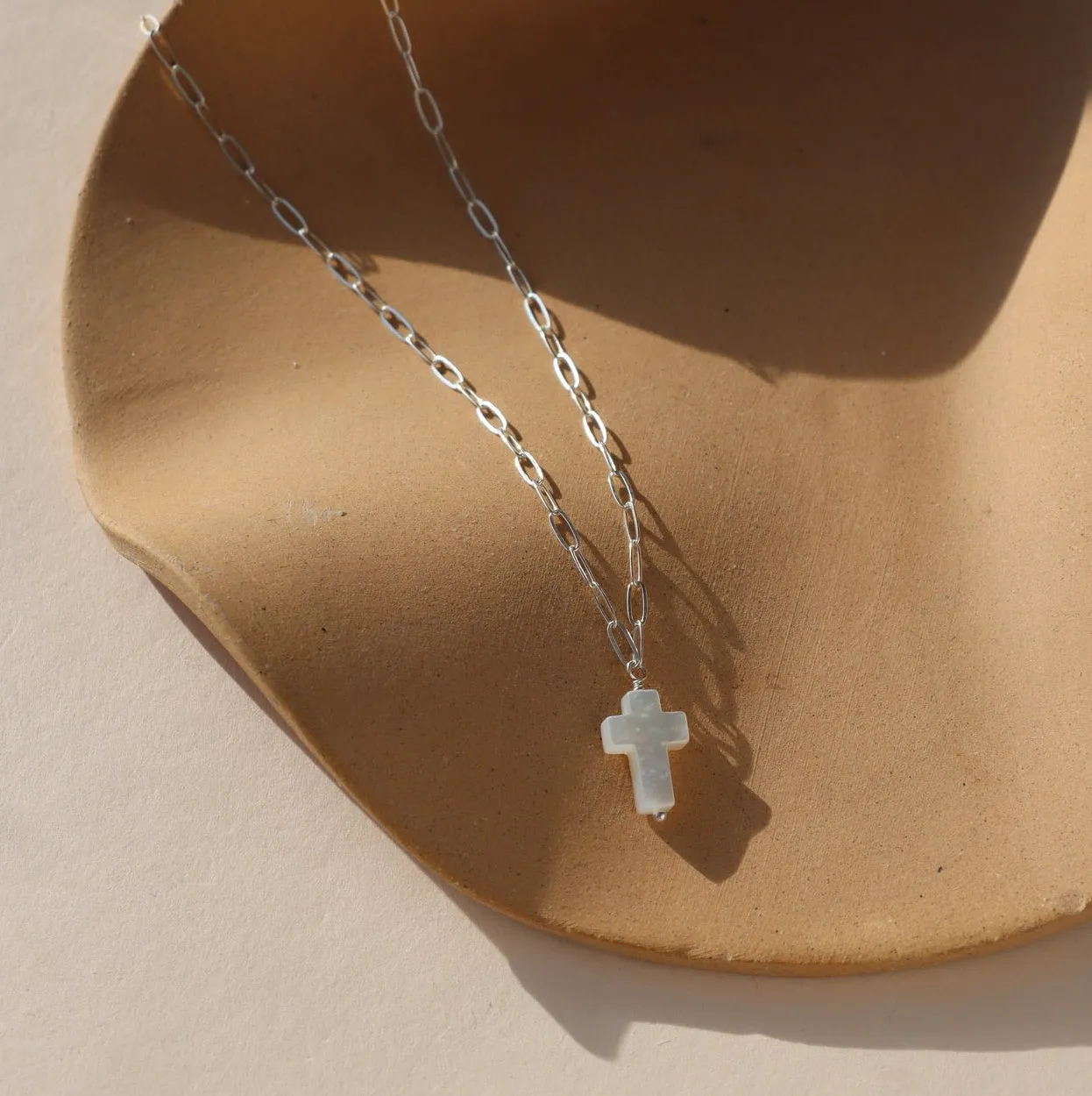 Mother of Pearl Cross Necklace sold by Token Jewelry product image thumbnail 5