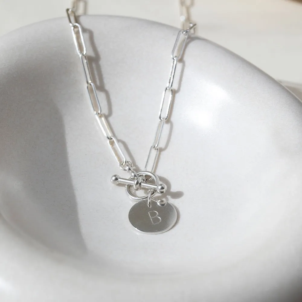Chain Link Toggle Necklace with Monogram sold by Token Jewelry product image thumbnail 3
