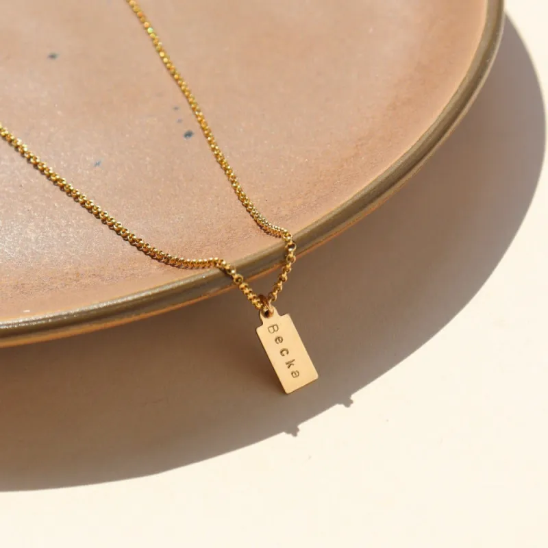 Mini Tag Personalized Necklace made by Token Jewelry