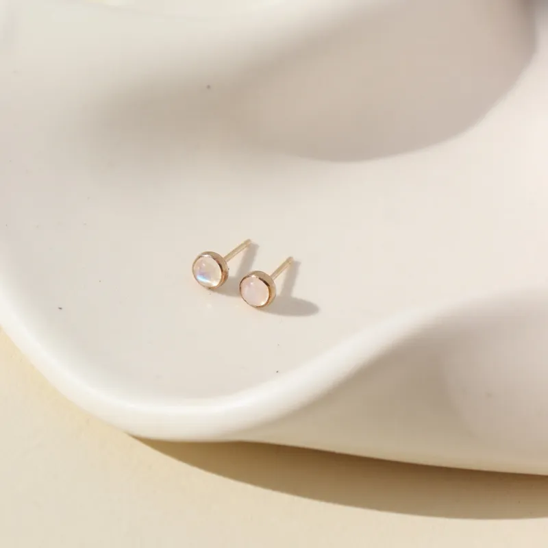 Moonstone Studs made by Token Jewelry