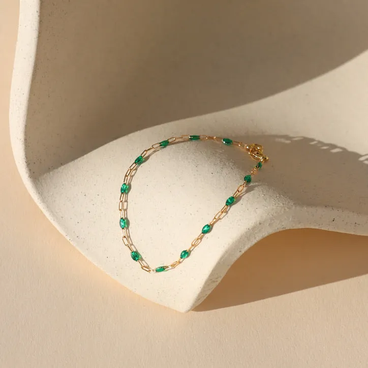 Emerald Gemlink Bracelet sold by Token Jewelry