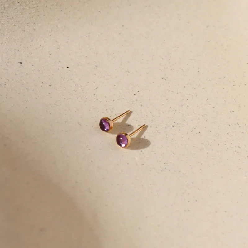 Amethyst Studs made by Token Jewelry