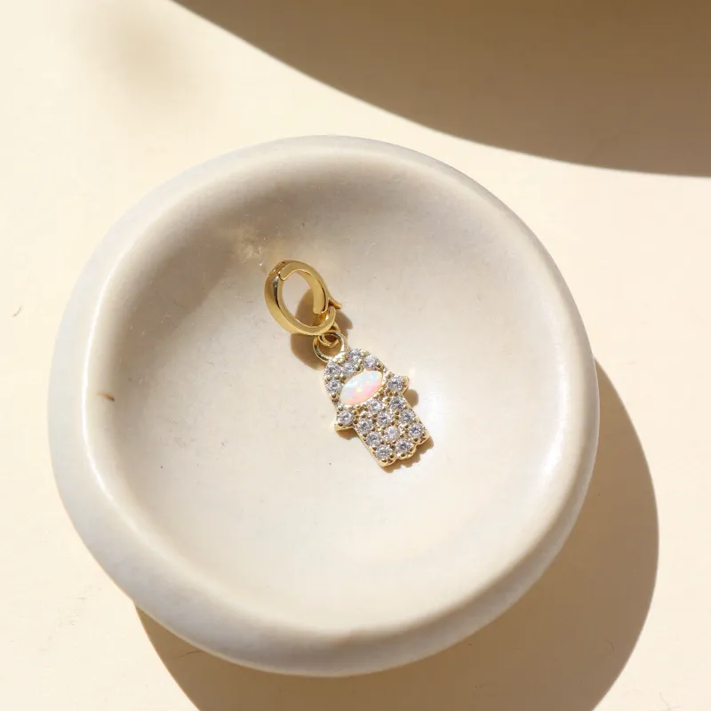 Opal Hamsa Charm made by Token Jewelry