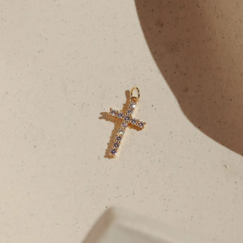 Pave Cross Charm made by Token Jewelry
