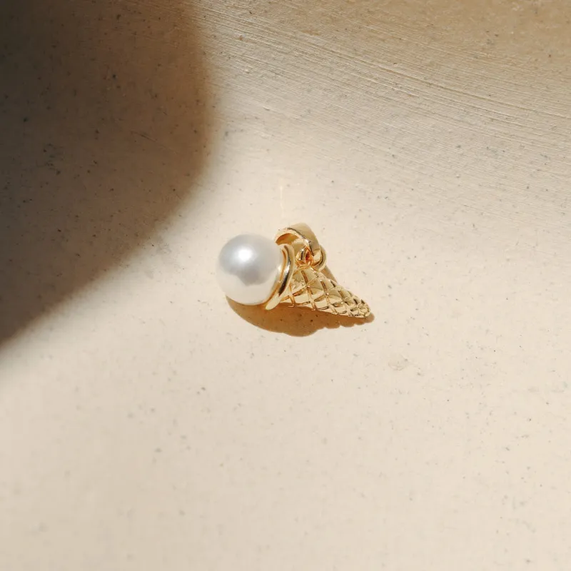 Pearl Ice Cream Cone Charm made by Token Jewelry