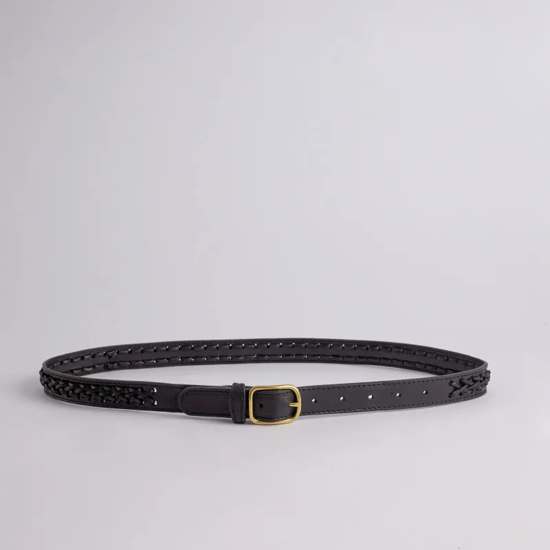 Braided Belt in Black Vachetta made by LINDQUIST