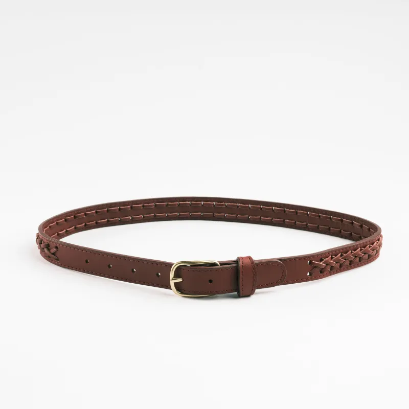 Braided Belt in Brick Vachetta made by LINDQUIST