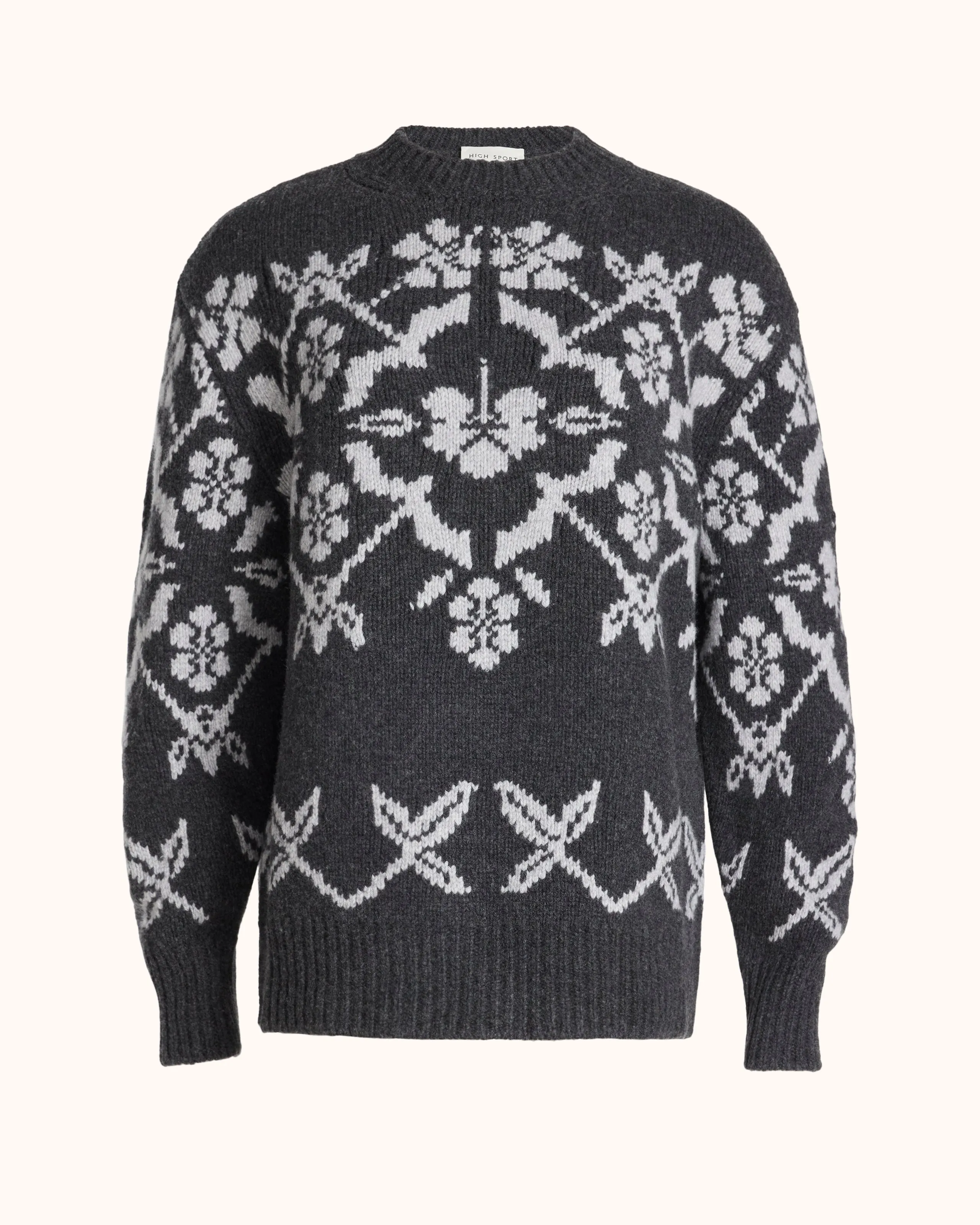 Georgia Fairisle Sweater in Charcoal Combo sold by High Sport