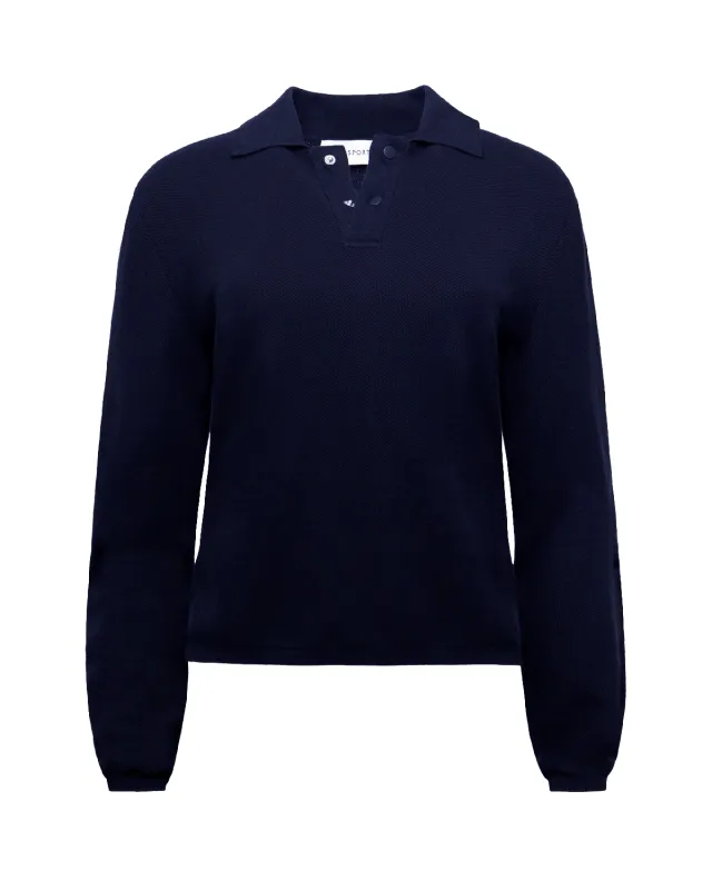 Long Sleeve Brooke Polo in Navy sold by High Sport