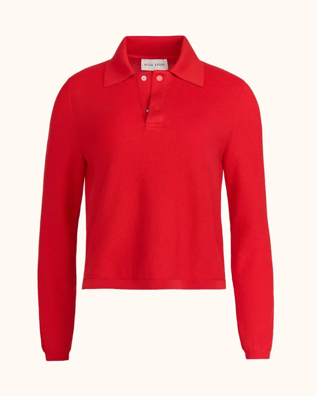 Long Sleeve Brooke Polo in Red sold by High Sport