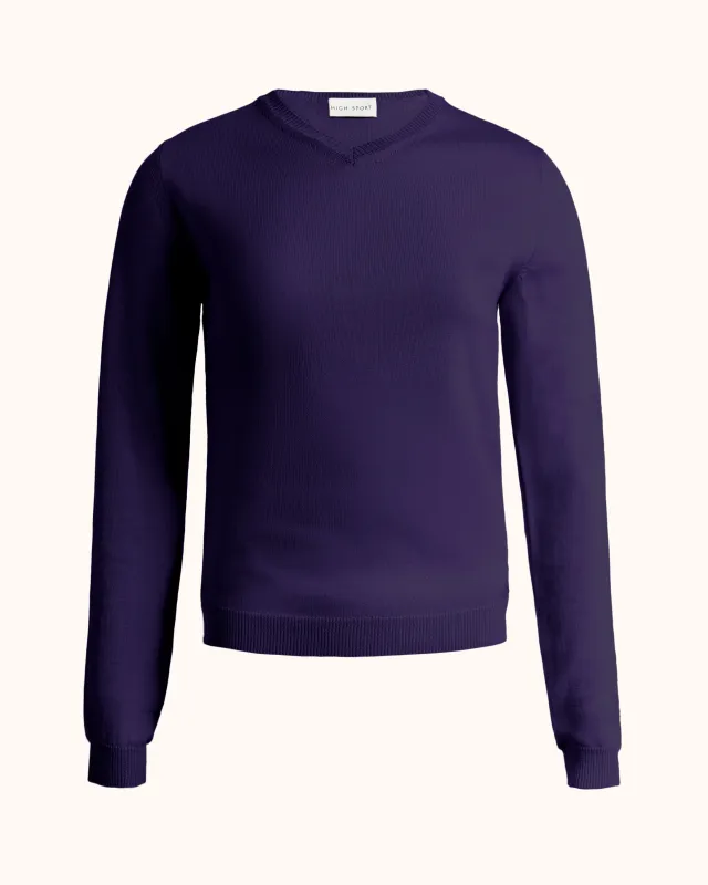 Billie Vneck in Grape sold by High Sport