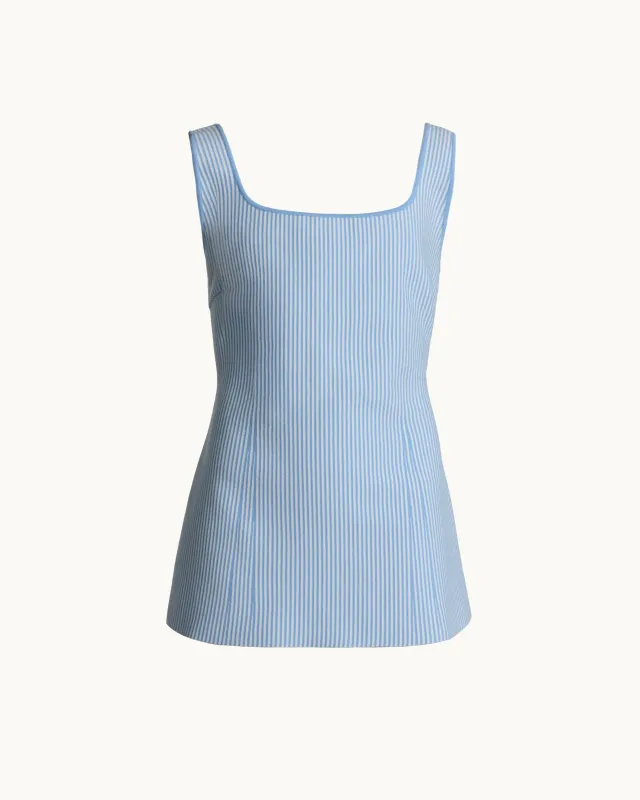 Inna Top in Pale Blue Seersucker made by High Sport