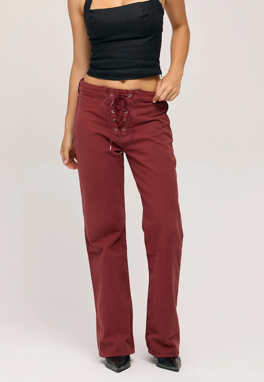 Hendrix Laced Mid Rise Straight - Ruby sold by ÉTICA product image thumbnail 4