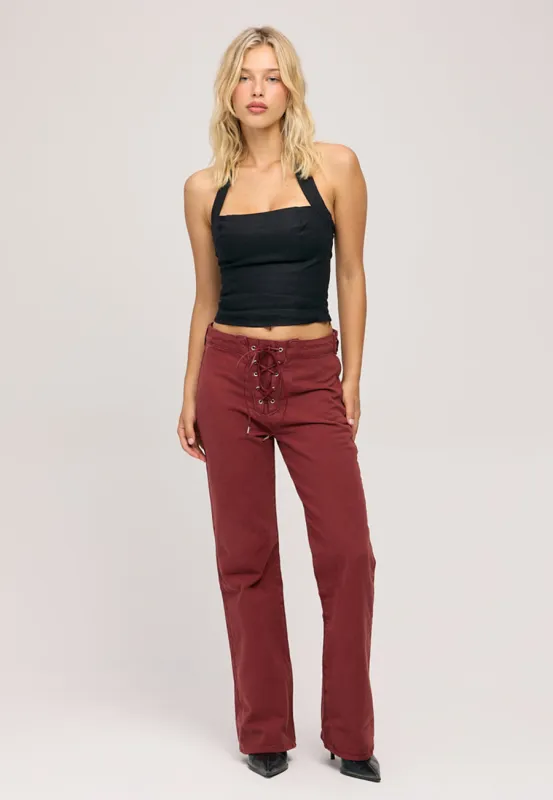 Hendrix Laced Mid Rise Straight - Ruby made by ÉTICA