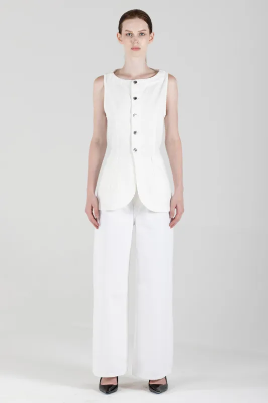 Jay Long Vest - Vintage White (FINAL SALE) made by ÉTICA