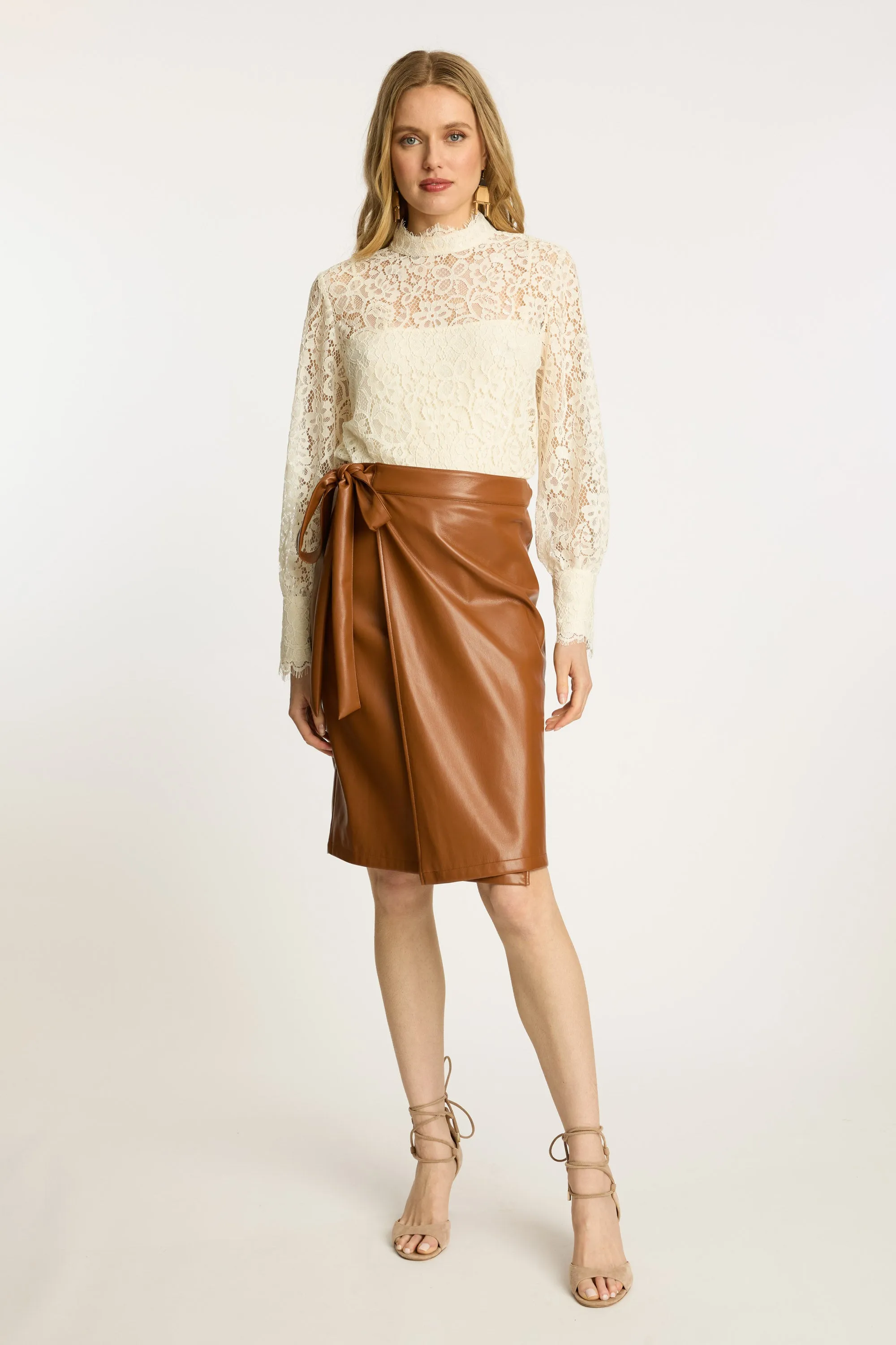 Peyton Skirt in Tobacco Vegan Leather sold by CABALLERO product image thumbnail 2