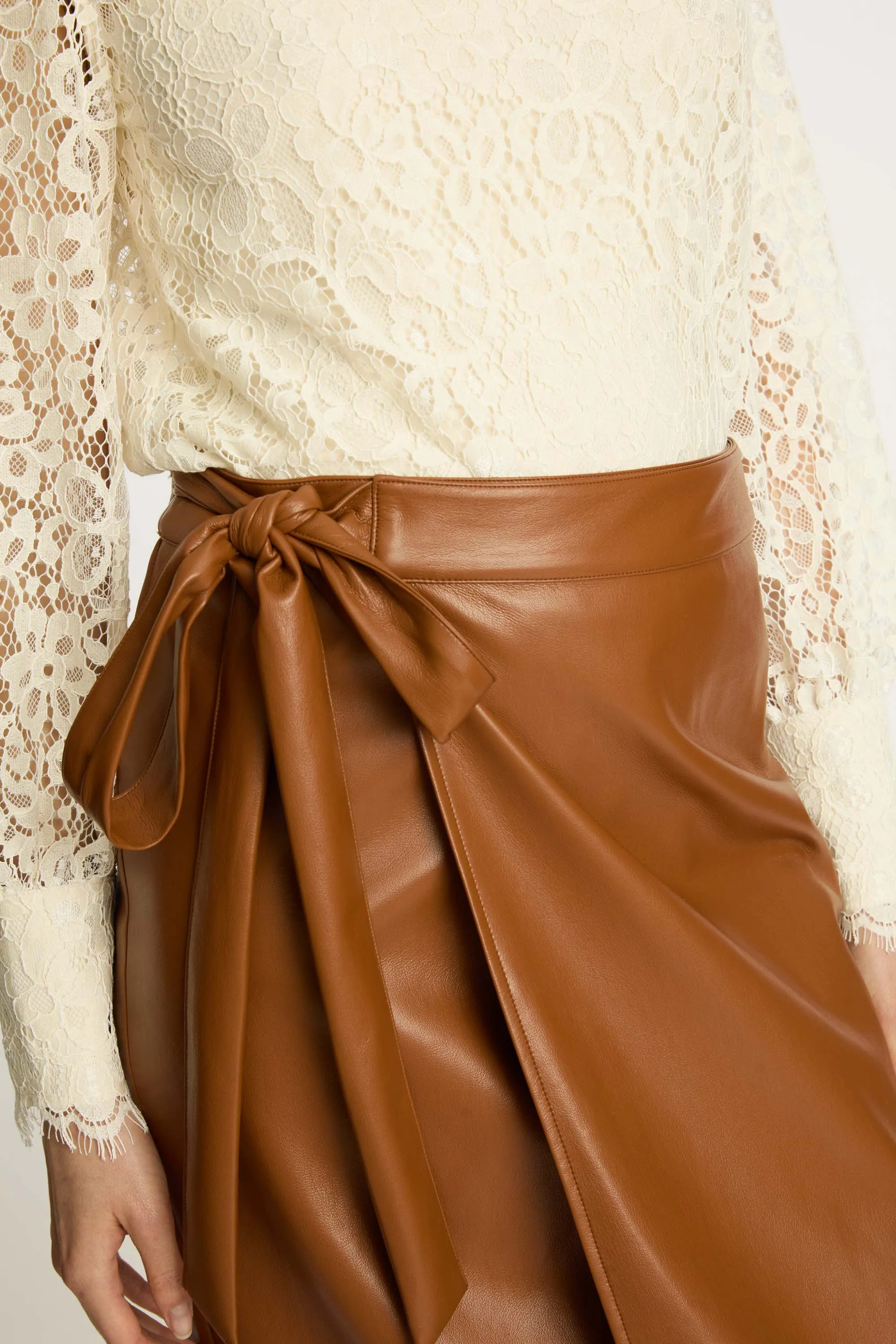 Peyton Skirt in Tobacco Vegan Leather sold by CABALLERO product image thumbnail 5