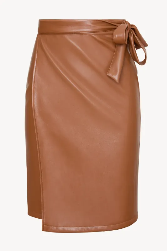 Peyton Skirt in Tobacco Vegan Leather sold by CABALLERO