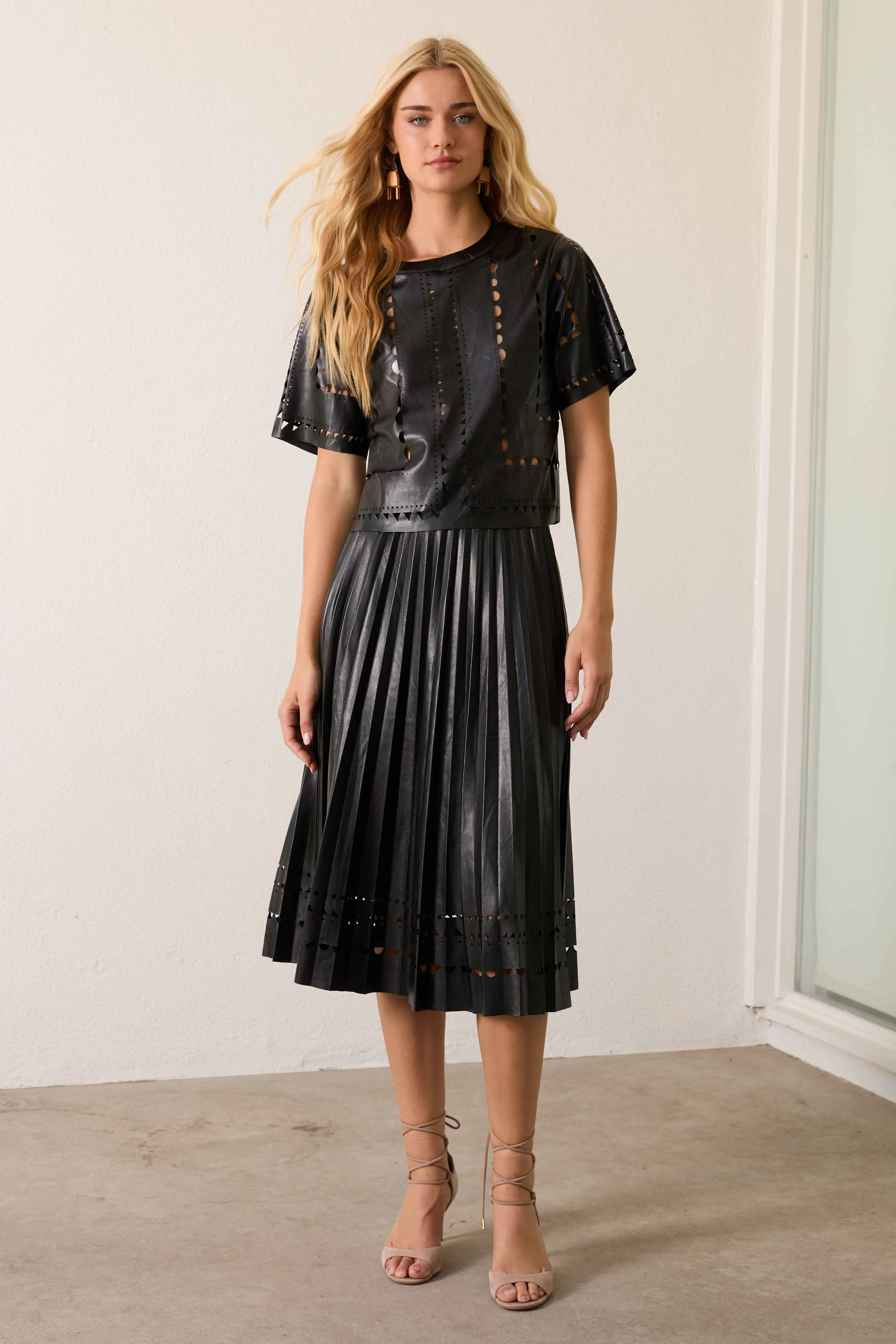 Alana Skirt in Black Vegan Leather sold by CABALLERO product image thumbnail 3