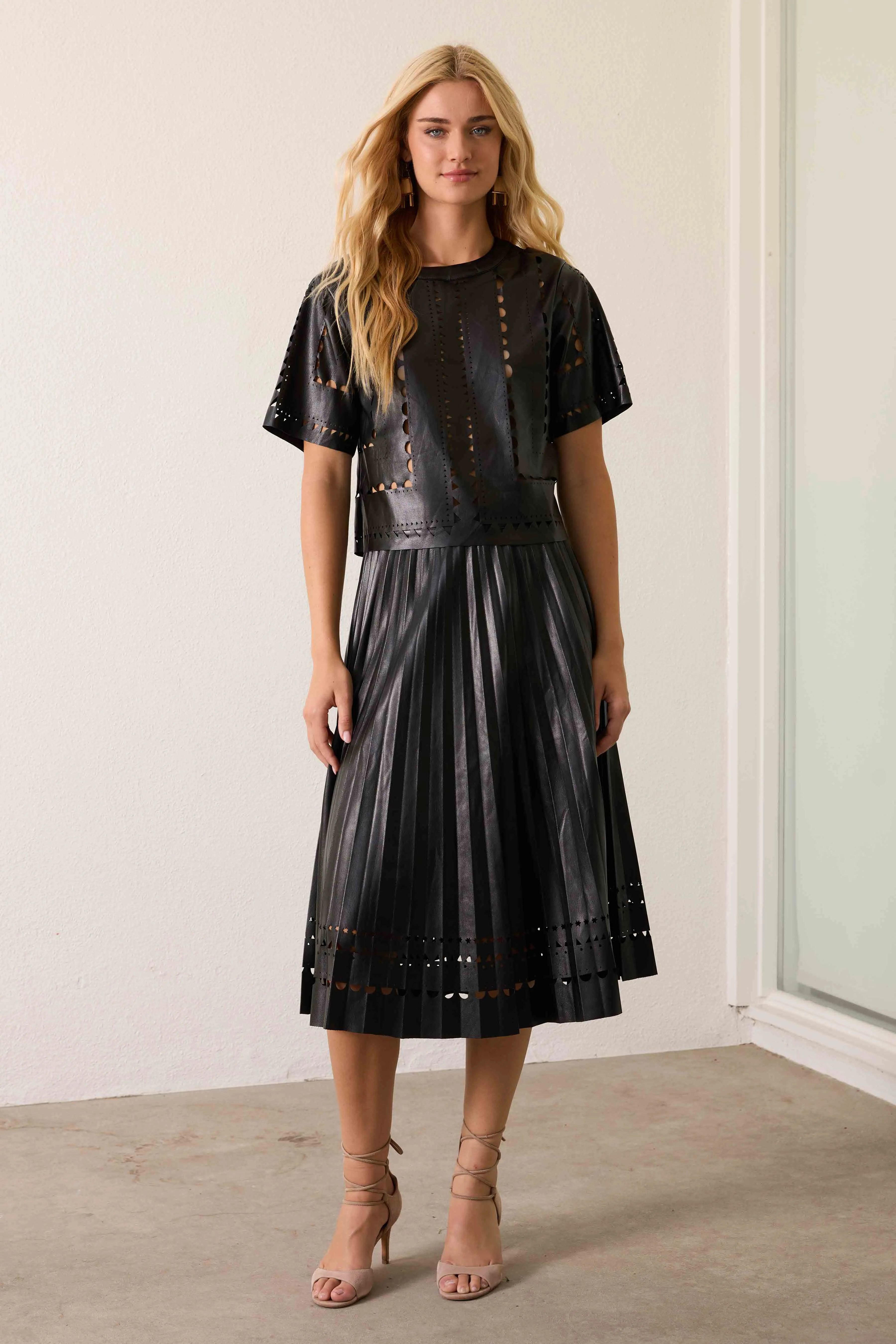 Alana Skirt in Black Vegan Leather sold by CABALLERO product image thumbnail 4