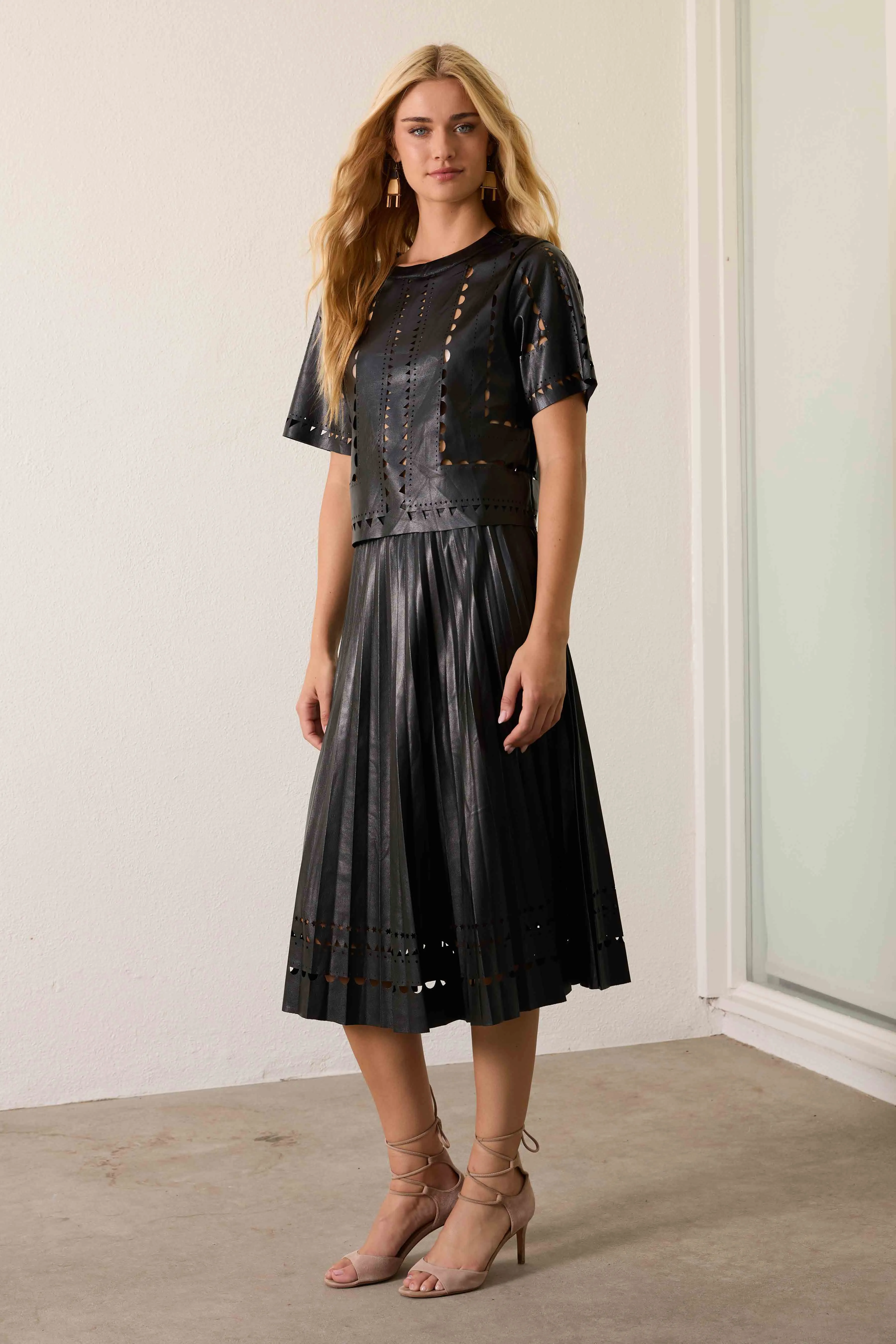 Alana Skirt in Black Vegan Leather sold by CABALLERO product image thumbnail 2