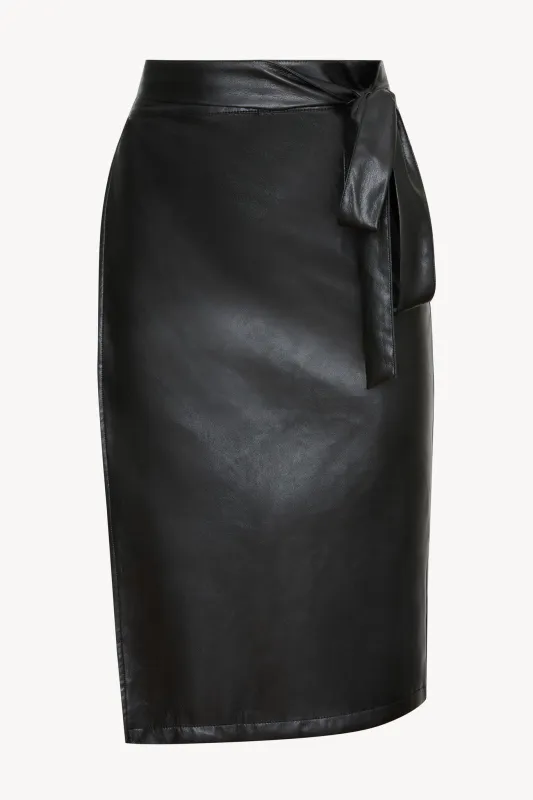 Peyton Skirt in Black Vegan Leather sold by CABALLERO