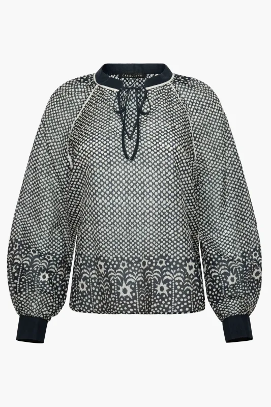 Sophie Top in Indigo Dot sold by CABALLERO